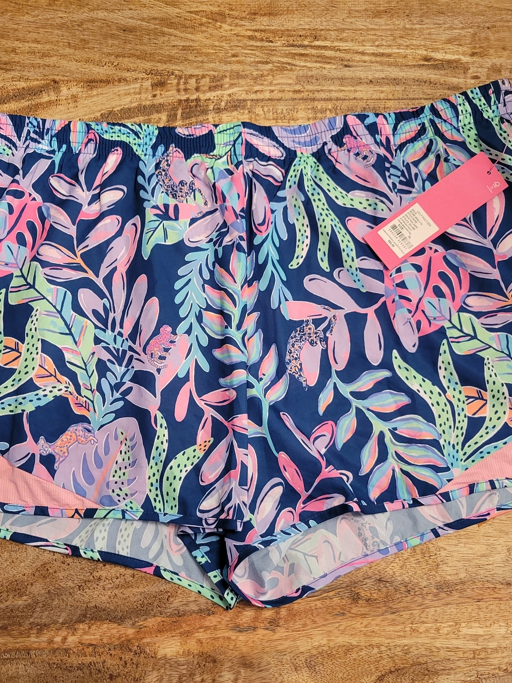 Lilly Pulitzer Navy Tropical Leaf Print Athletic Shorts